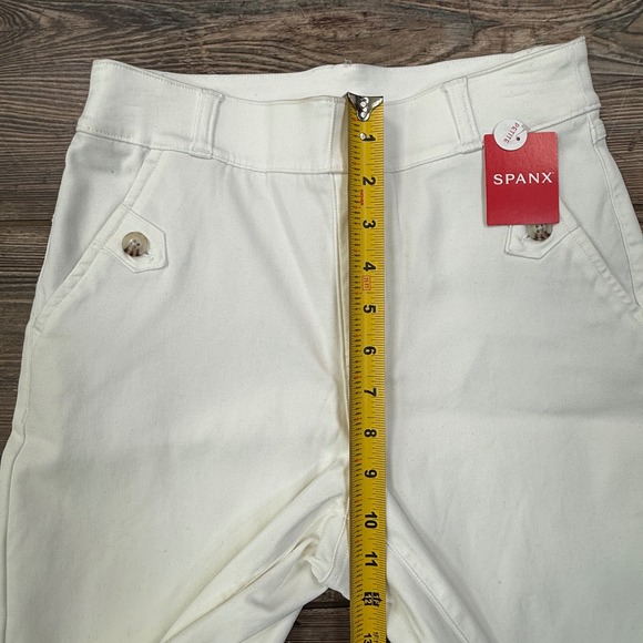 Spanx Women Stretch Twill Cropped Wide Leg Pants Size Small Petite White New - Picture 5 of 9